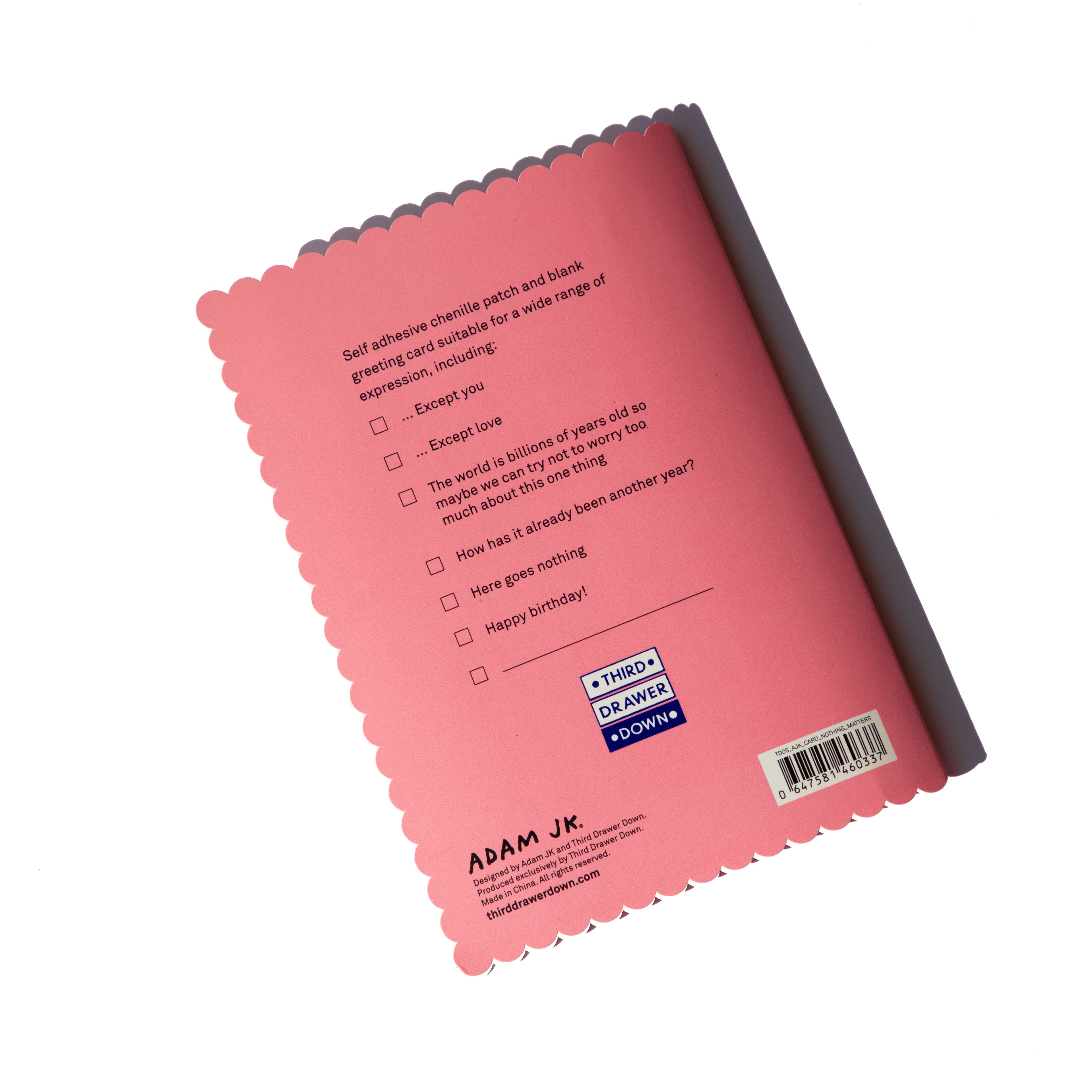 Nothing Matters Chenille Patch Gift Card x Adam JK Gift Card Third Drawer Down Studio