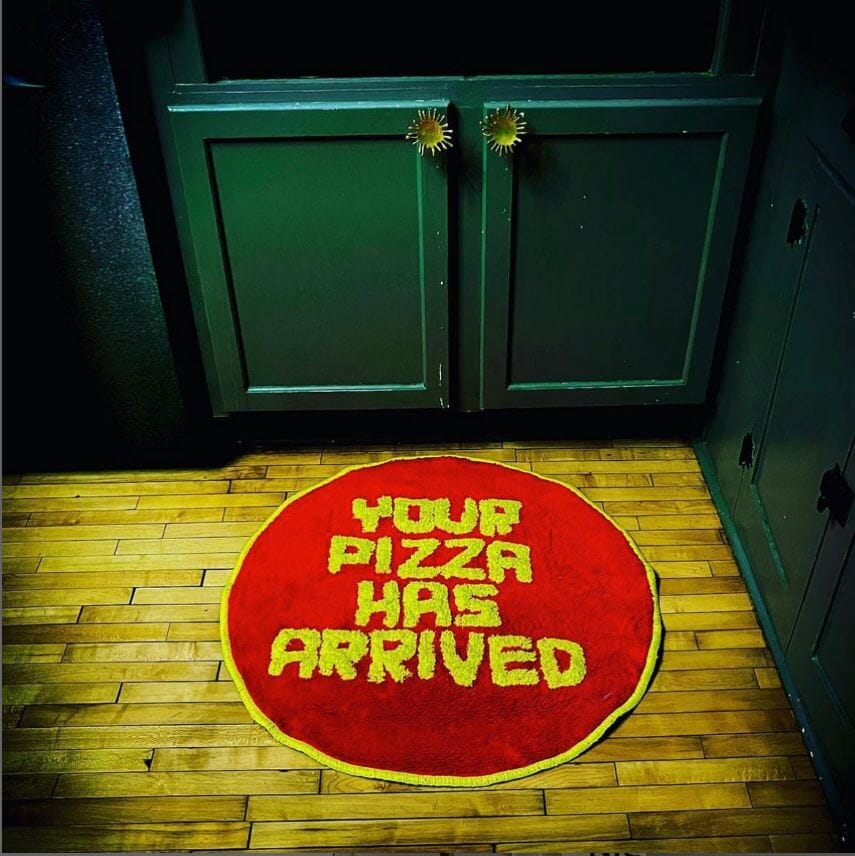 Your Pizza Has Arrived Shaggy Floor Mat x David Shrigley Rug Third Drawer Down Studio