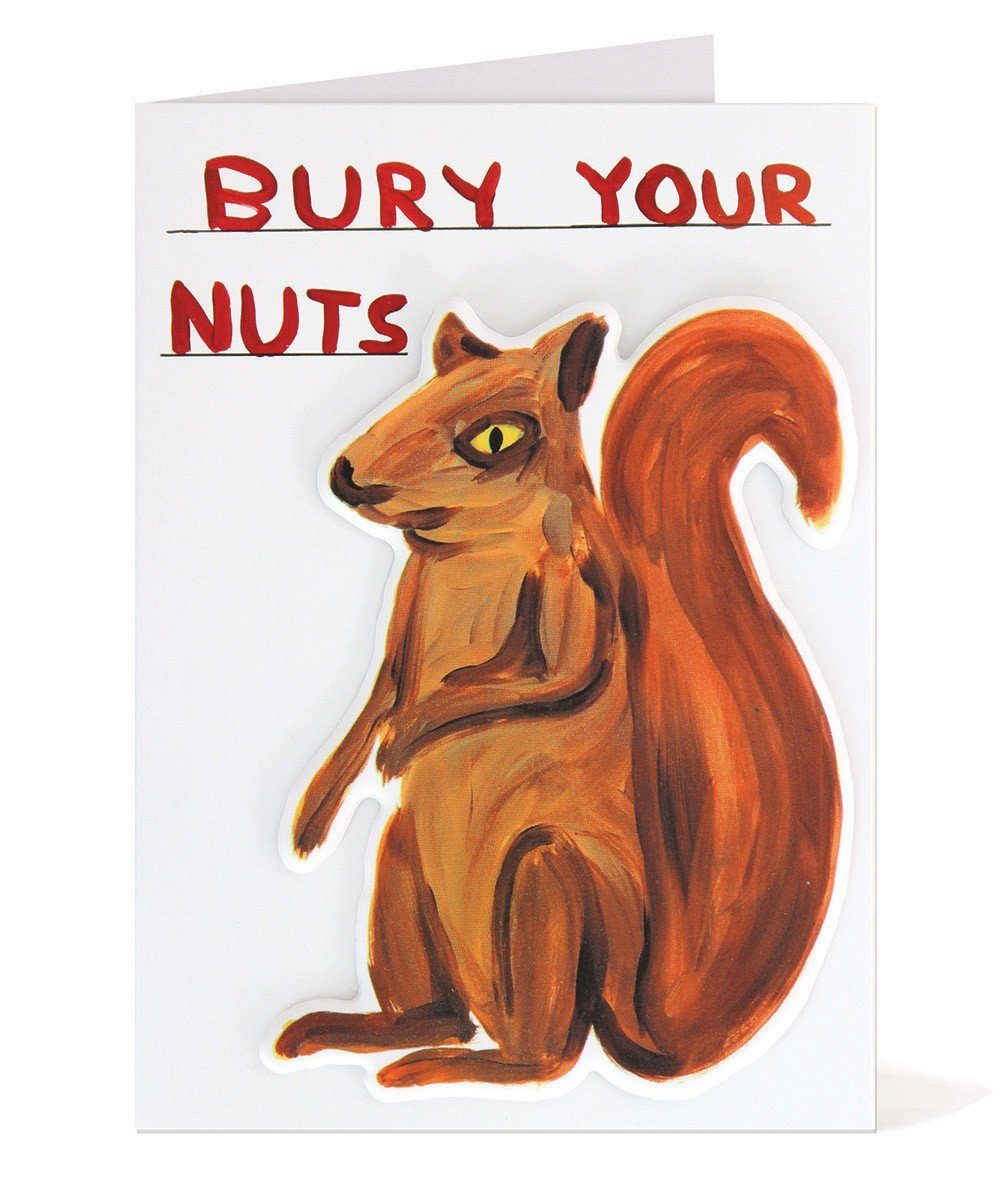 Third Drawer Down X David Shrigley, Bury Your Nuts Puffy Sticker Card Paper Third Drawer Down Studio Default Title 