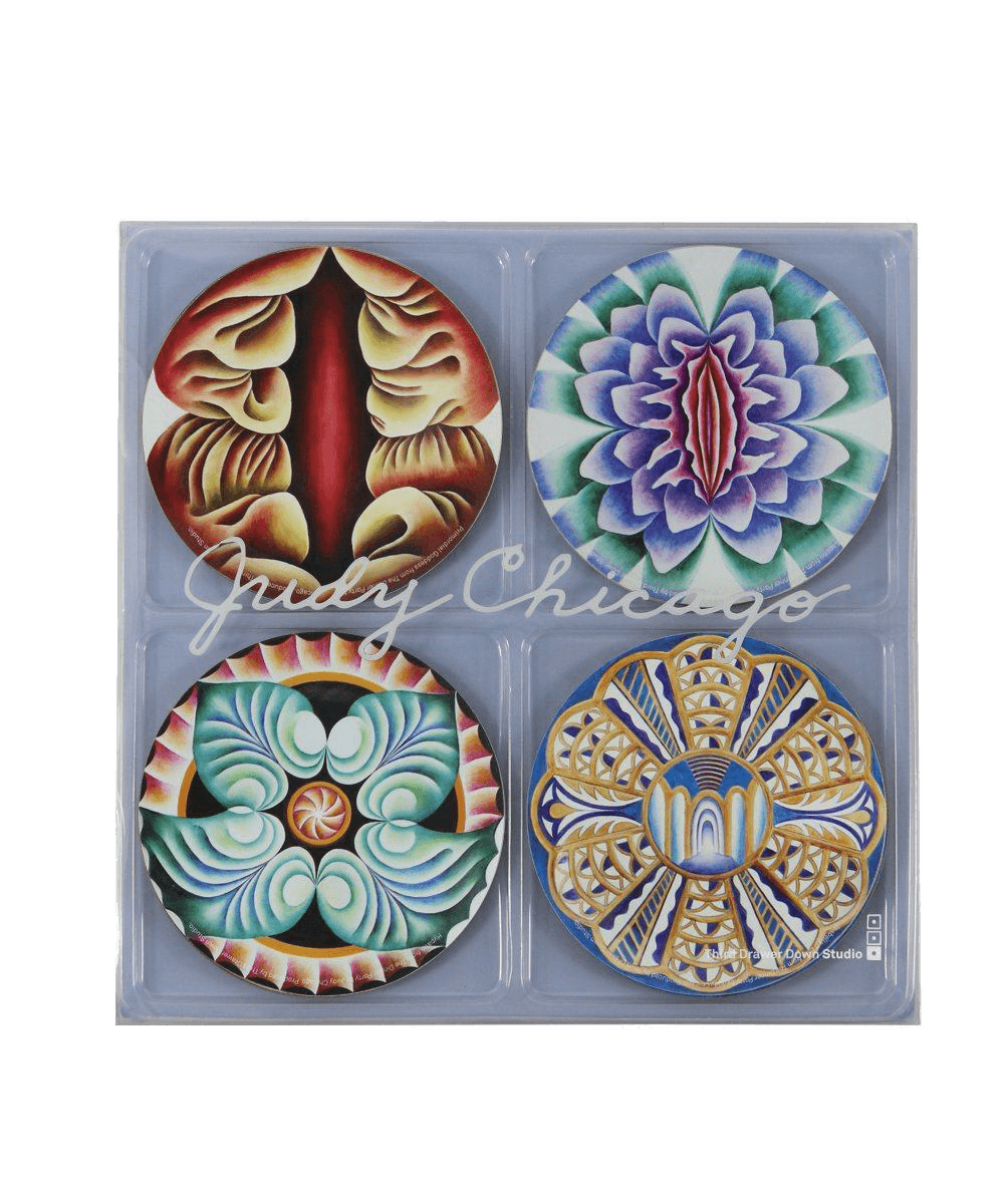 Set of Four Coasters x Judy Chicago Wood Third Drawer Down Studio