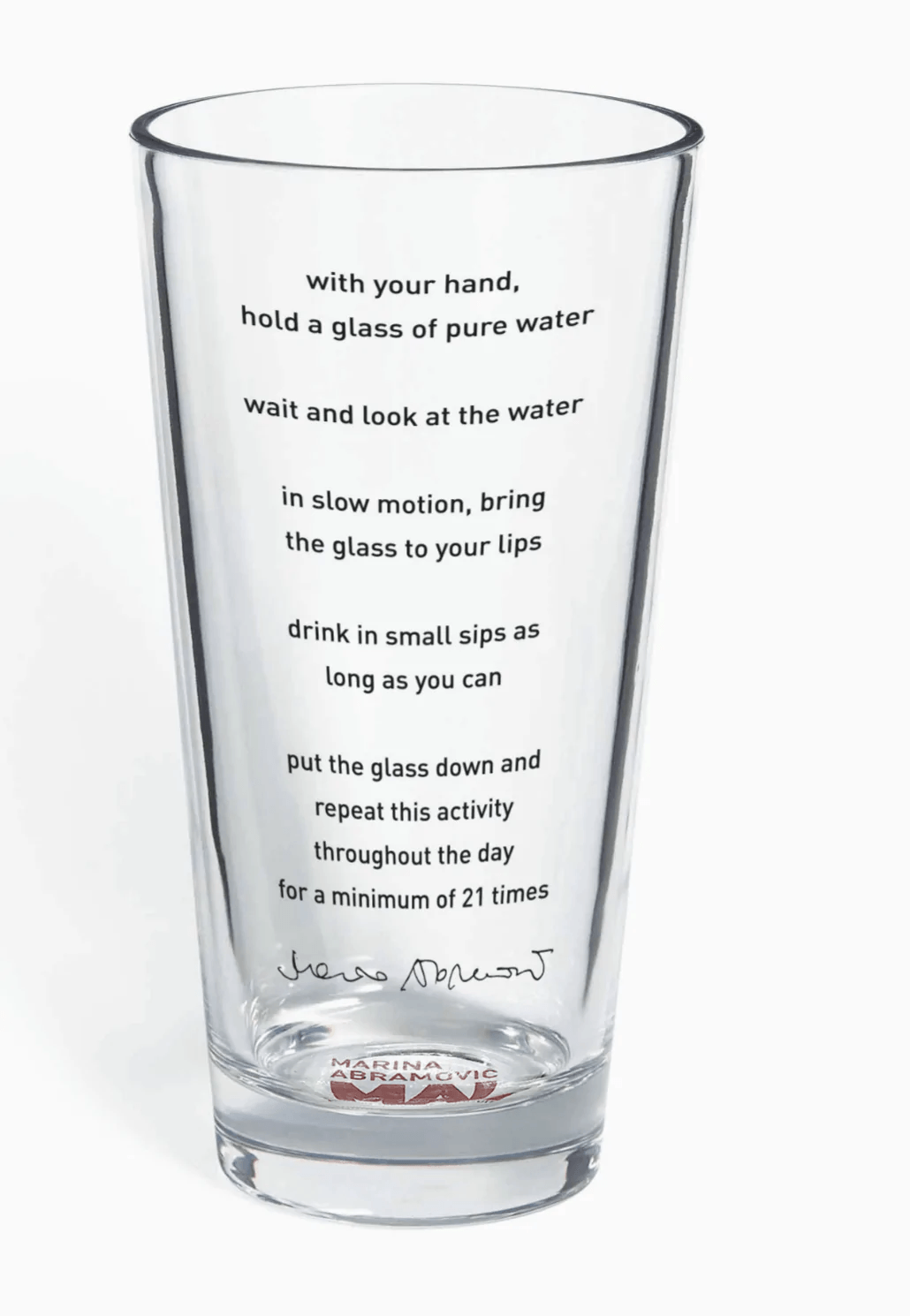 Drinking Water Glass x Marina Abramovic Tableware Third Drawer Down USA