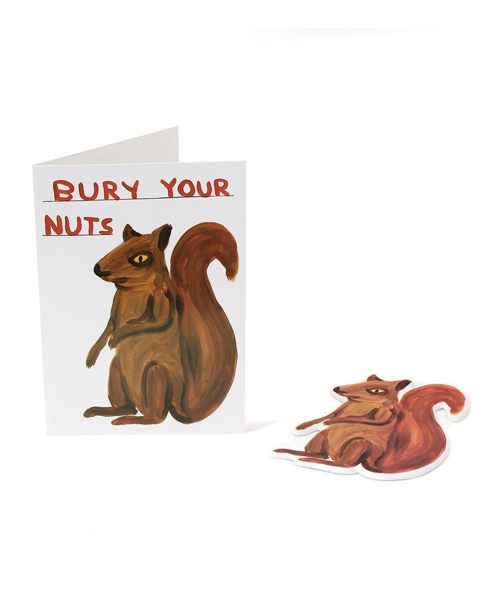 Third Drawer Down X David Shrigley, Bury Your Nuts Puffy Sticker Card Paper Third Drawer Down Studio 