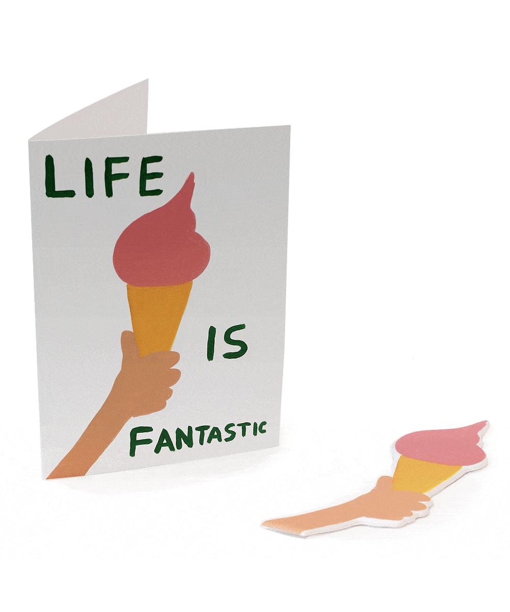 Third Drawer Down X David Shrigley, Life Is Fantastic Puffy Sticker Card Paper Third Drawer Down Studio 