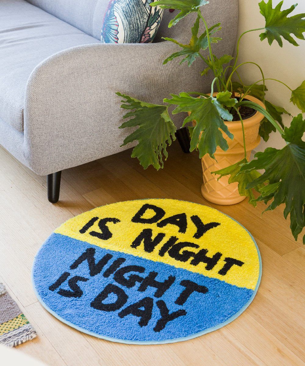 Day is Night Shaggy Floor Mat x David Shrigley Textiles Third Drawer Down Studio 