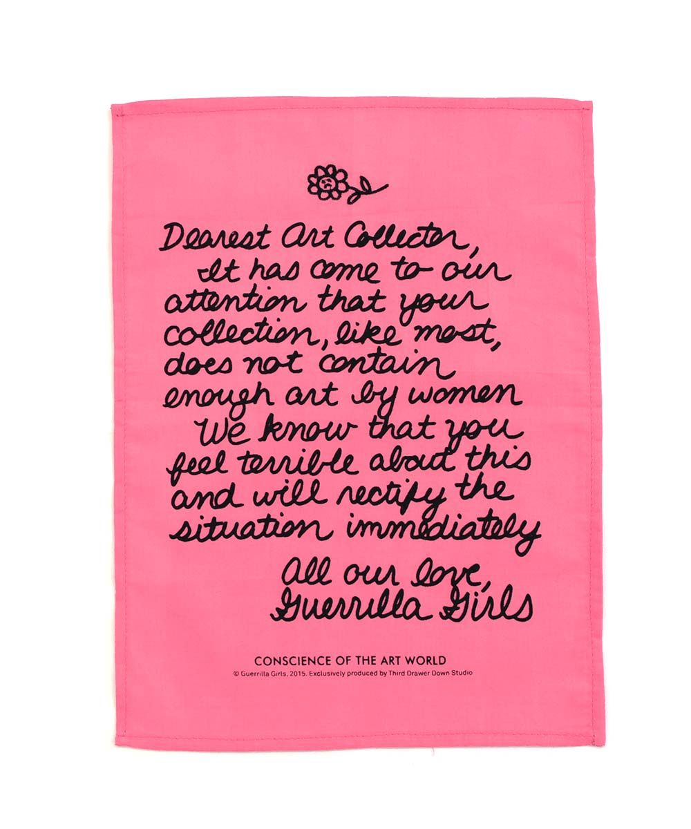 Third Drawer Down X Guerrilla Girls, Dear Art Collector Handkerchief Textiles Third Drawer Down Studio Default 